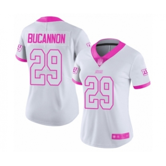 Women's New York Giants 29 Deone Bucannon Limited White Pink Rush Fashion Football Jersey