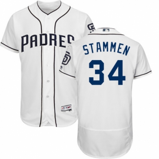 Men's Majestic San Diego Padres 34 Craig Stammen White Home Flex Base Authentic Collection MLB Jersey
