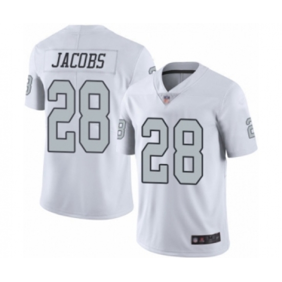 Men's Oakland Raiders 28 Josh Jacobs Elite White Rush Vapor Untouchable Football Jersey