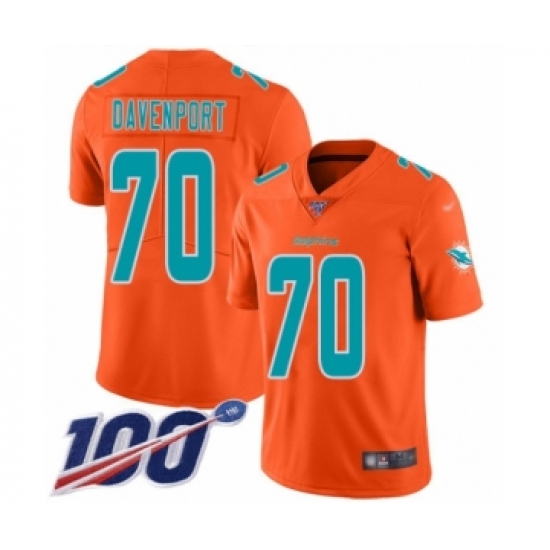 Youth Miami Dolphins 70 Julie'n Davenport Limited Orange Inverted Legend 100th Season Football Jersey