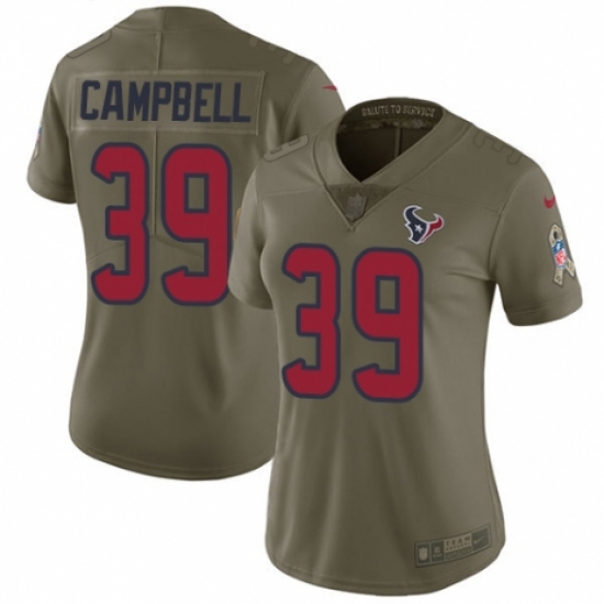 Women's Nike Houston Texans 39 Ibraheim Campbell Limited Olive 2017 Salute to Service NFL Jersey