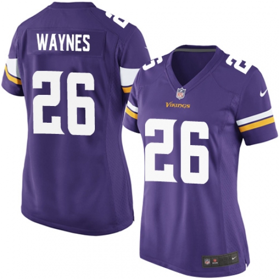Women's Nike Minnesota Vikings 26 Trae Waynes Game Purple Team Color NFL Jersey