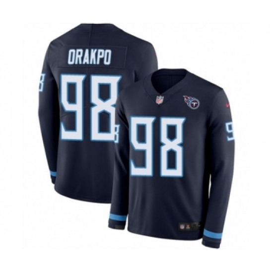 Youth Nike Tennessee Titans 98 Brian Orakpo Limited Navy Blue Therma Long Sleeve NFL Jersey