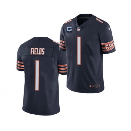 Men's Chicago Bears 2022 1 Justin Fields Navy With 1-star C Patch Vapor Untouchable Limited Stitched Jersey
