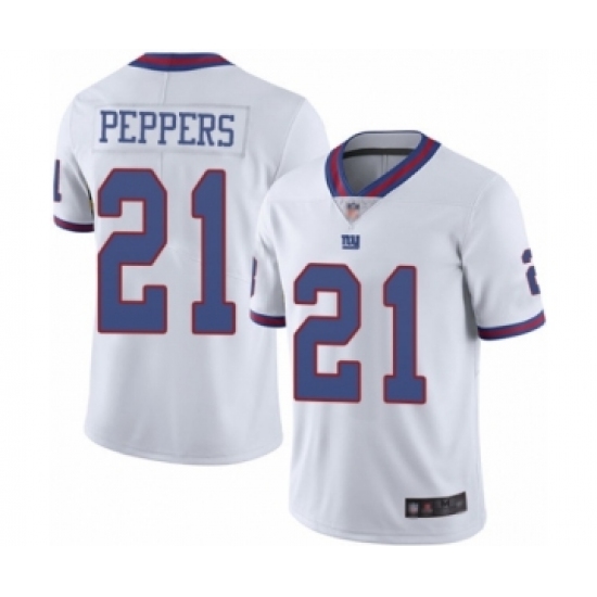Men's New York Giants 21 Jabrill Peppers Limited White Rush Vapor Untouchable Football Jersey
