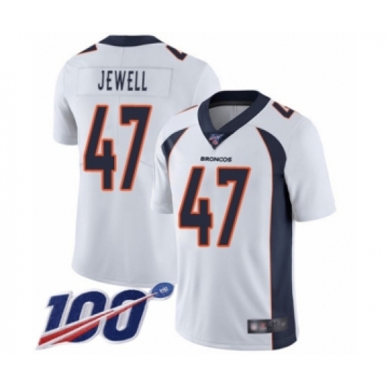 Men's Denver Broncos 47 Josey Jewell White Vapor Untouchable Limited Player 100th Season Football Jersey