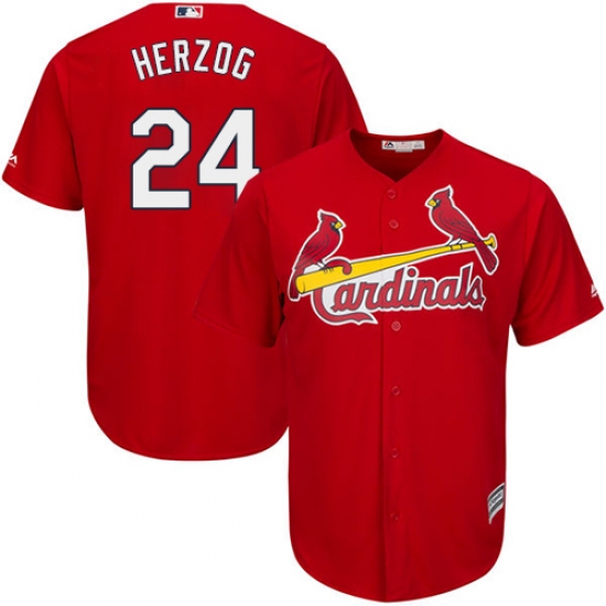 Men's Majestic St. Louis Cardinals 24 Whitey Herzog Replica Red Cool Base MLB Jersey