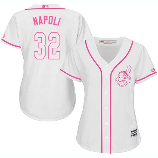 Women's Majestic Cleveland Indians 32 Mike Napoli Authentic White Fashion Cool Base MLB Jersey