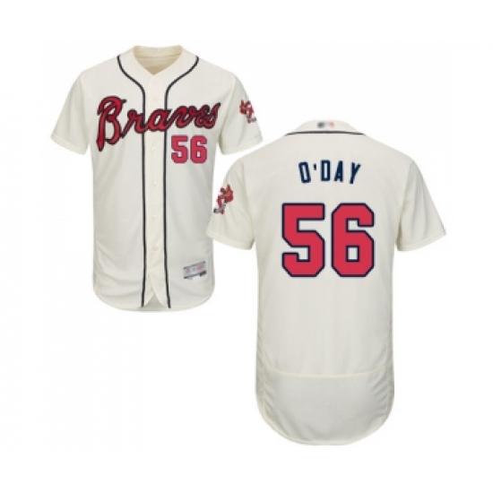 Men's Atlanta Braves 56 Darren O Day Cream Alternate Flex Base Authentic Collection Baseball Jersey