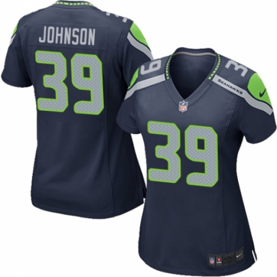 Women's Nike Seattle Seahawks 39 Dontae Johnson Game Navy Blue Team Color NFL Jersey
