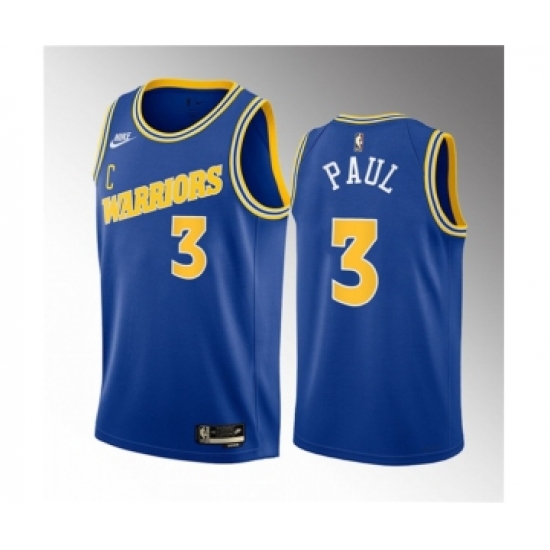 Men's Golden State Warriors 3 Chris Paul Blue Classic Edition Stitched Basketball Jersey