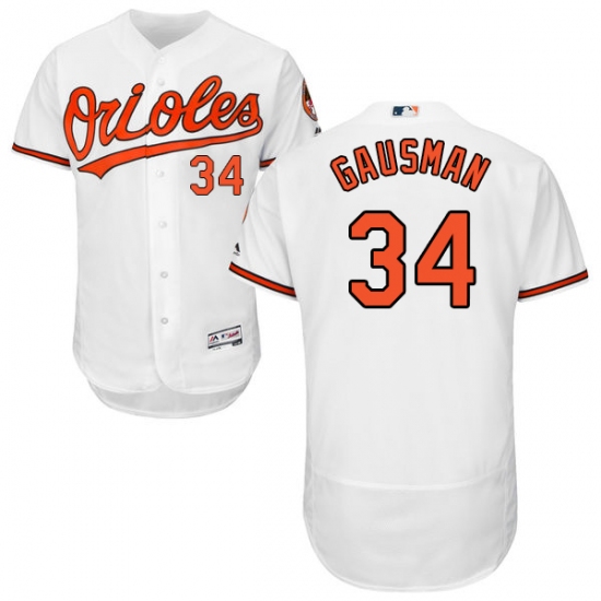 Men's Majestic Baltimore Orioles 34 Kevin Gausman White Home Flex Base Authentic Collection MLB Jersey