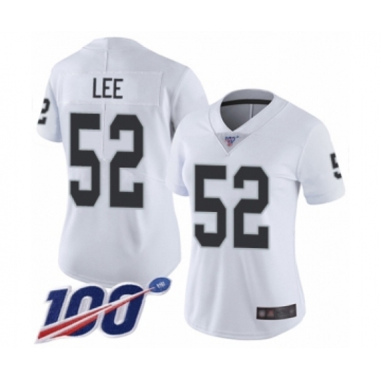 Women's Oakland Raiders 52 Marquel Lee White Vapor Untouchable Limited Player 100th Season Football Jersey