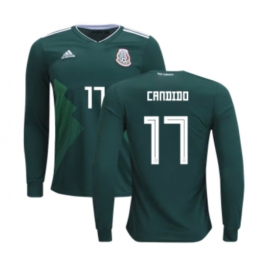 Mexico 17 Candido Home Long Sleeves Kid Soccer Country Jersey