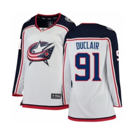 Women's Columbus Blue Jackets 91 Anthony Duclair Authentic White Away Fanatics Branded Breakaway NHL Jersey