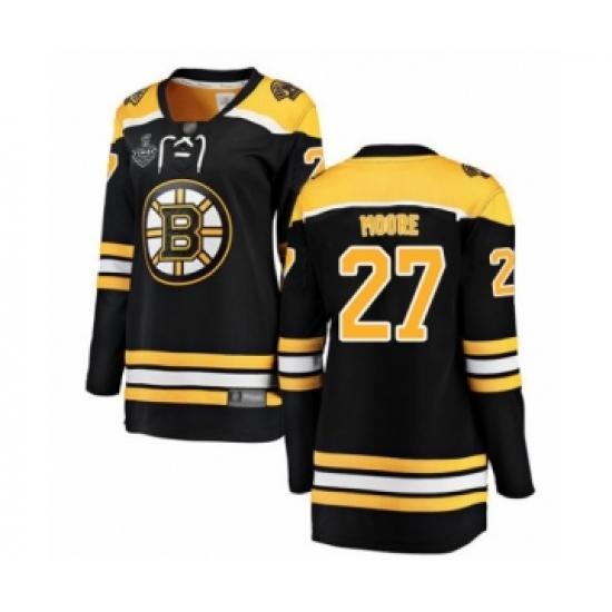 Women's Boston Bruins 27 John Moore Authentic Black Home Fanatics Branded Breakaway 2019 Stanley Cup Final Bound Hockey Jersey