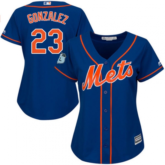 Women's Majestic New York Mets 23 Adrian Gonzalez Replica Royal Blue Alternate Home Cool Base MLB Jersey