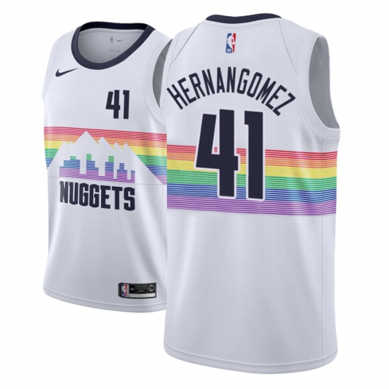 Men NBA 2018-19 Denver Nuggets 41 Juan Hernangomez City Edition White Jersey