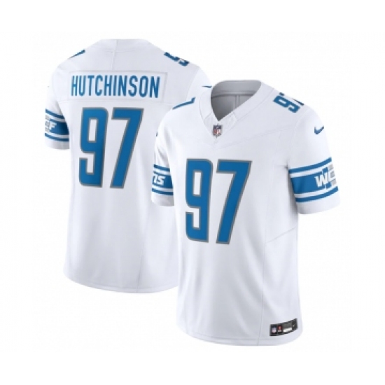 Men's Detroit Lions 97 Aidan Hutchinson White 2023 F.U.S.E. Vapor Untouchable Limited Stitched Jersey