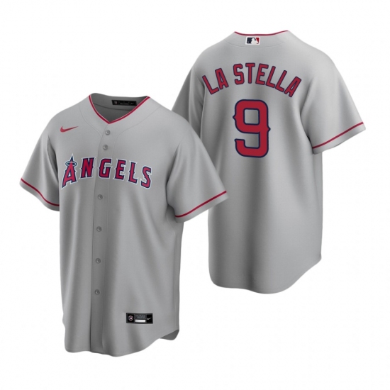 Men's Nike Los Angeles Angels 9 Tommy La Stella Gray Road Stitched Baseball Jersey