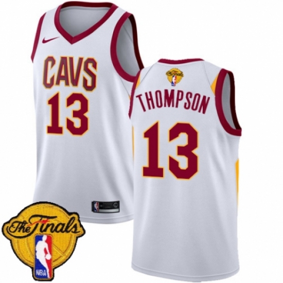 Men's Nike Cleveland Cavaliers 13 Tristan Thompson Authentic White 2018 NBA Finals Bound NBA Jersey - Association Edition