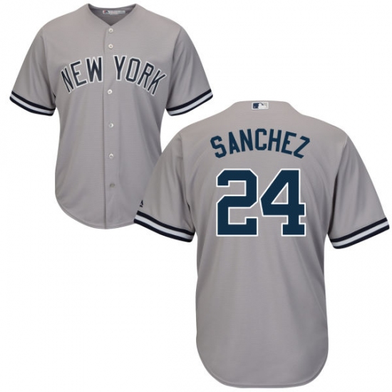 Youth Majestic New York Yankees 24 Gary Sanchez Authentic Grey Road MLB Jersey