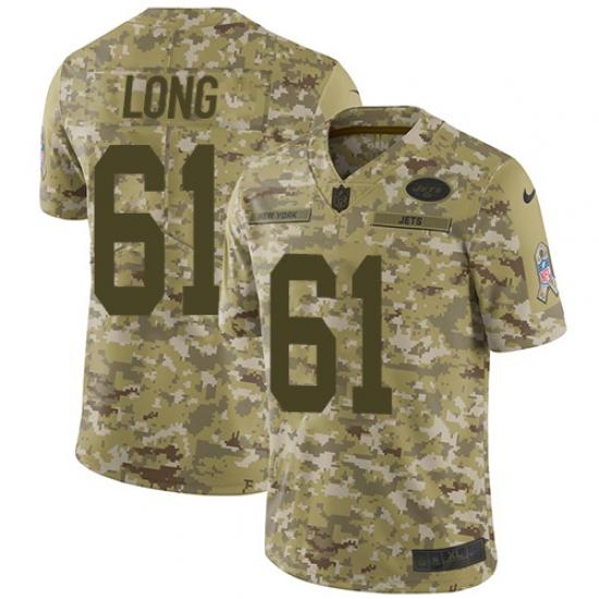 Youth Nike New York Jets 61 Spencer Long Limited Camo 2018 Salute to Service NFL Jersey