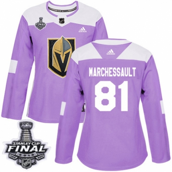 Women's Adidas Vegas Golden Knights 81 Jonathan Marchessault Authentic Purple Fights Cancer Practice 2018 Stanley Cup Final NHL Jersey