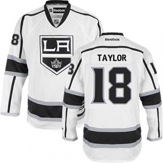 Men's Reebok Los Angeles Kings 18 Dave Taylor Authentic White Away NHL Jersey