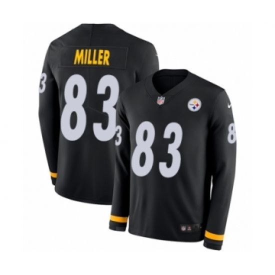 Youth Nike Pittsburgh Steelers 83 Heath Miller Limited Black Therma Long Sleeve NFL Jersey