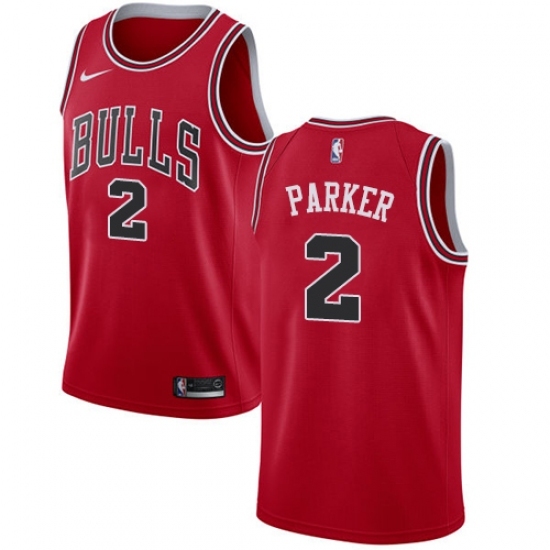 Men's Nike Chicago Bulls 2 Jabari Parker Swingman Red NBA Jersey - Icon Edition