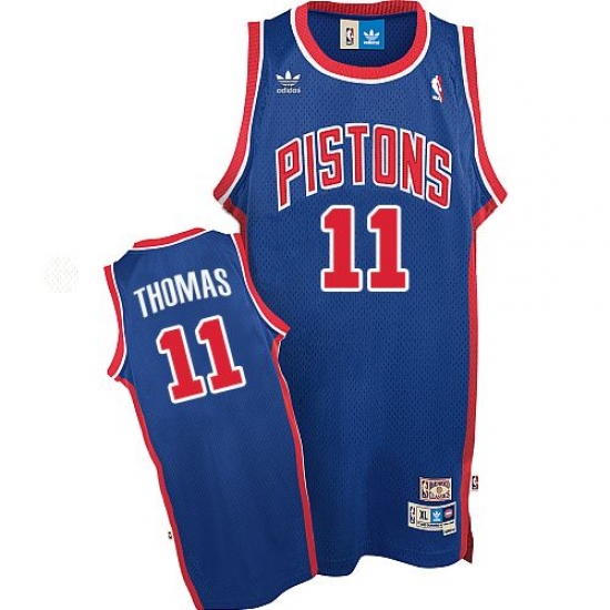 Men's Adidas Detroit Pistons 11 Isiah Thomas Authentic Blue Throwback NBA Jersey