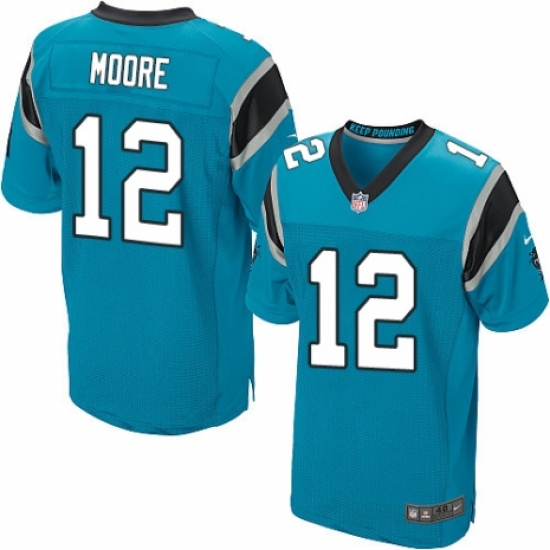 Men's Nike Carolina Panthers 12 D.J. Moore Elite Blue Alternate NFL Jersey