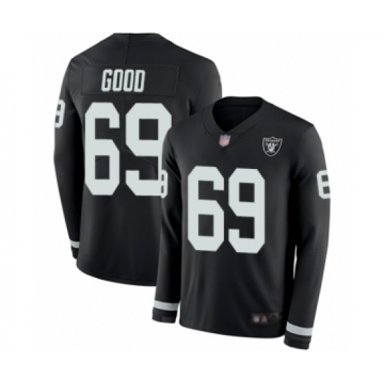 Men's Oakland Raiders 69 Denzelle Good Limited Black Therma Long Sleeve Football Jersey