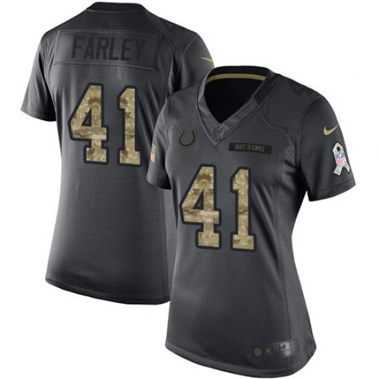 Women's Nike Indianapolis Colts 41 Matthias Farley Limited Black 2016 Salute to Service NFL Jersey
