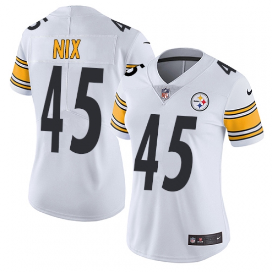 Women's Nike Pittsburgh Steelers 45 Roosevelt Nix White Vapor Untouchable Limited Player NFL Jersey