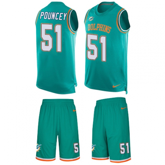 Men's Nike Miami Dolphins 51 Mike Pouncey Limited Aqua Green Tank Top Suit NFL Jersey