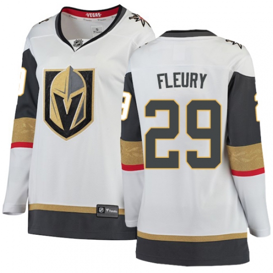 Women's Vegas Golden Knights 29 Marc-Andre Fleury Authentic White Away Fanatics Branded Breakaway NHL Jersey