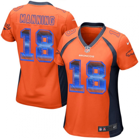 Women's Nike Denver Broncos 18 Peyton Manning Limited Orange Strobe NFL Jersey