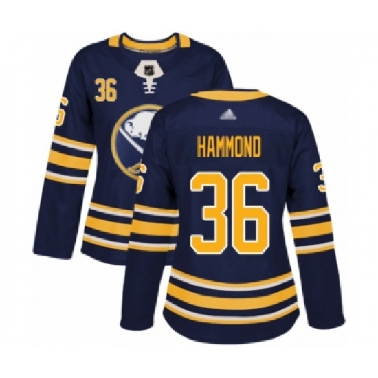 Women's Buffalo Sabres 36 Andrew Hammond Authentic Navy Blue Home Hockey Jersey
