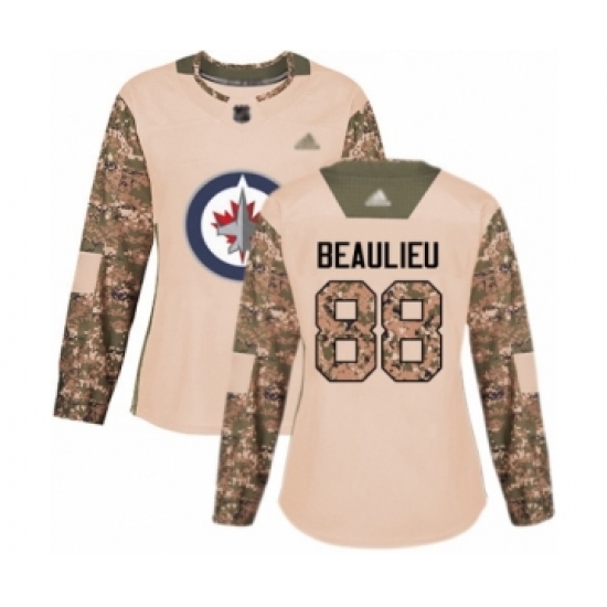 Women's Winnipeg Jets 88 Nathan Beaulieu Authentic Camo Veterans Day Practice Hockey Jersey