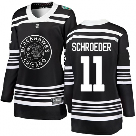 Women's Chicago Blackhawks 11 Jordan Schroeder Black 2019 Winter Classic Fanatics Branded Breakaway NHL Jersey