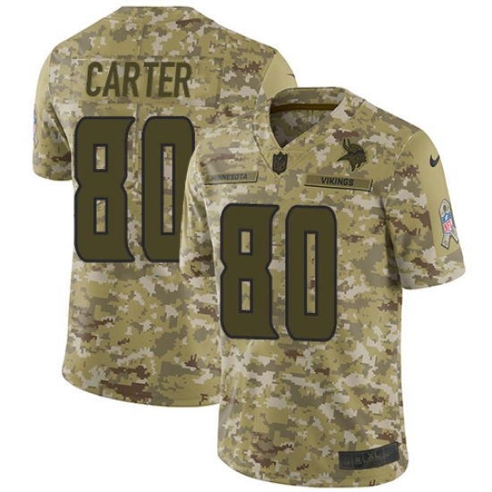 Men's Nike Minnesota Vikings 80 Cris Carter Limited Camo 2018 Salute to Service NFL Jersey