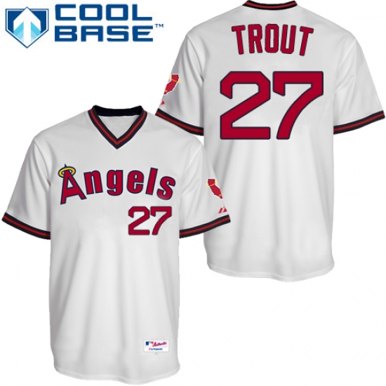 Men's Majestic Los Angeles Angels of Anaheim 27 Mike Trout Authentic White 1980 Turn Back The Clock MLB Jersey