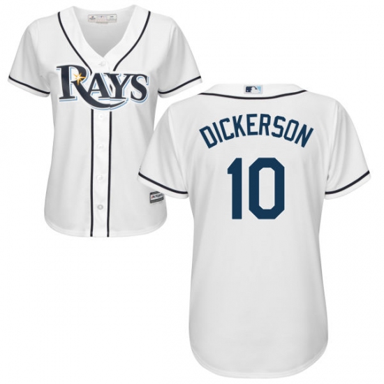 Women's Majestic Tampa Bay Rays 10 Corey Dickerson Authentic White Home Cool Base MLB Jersey