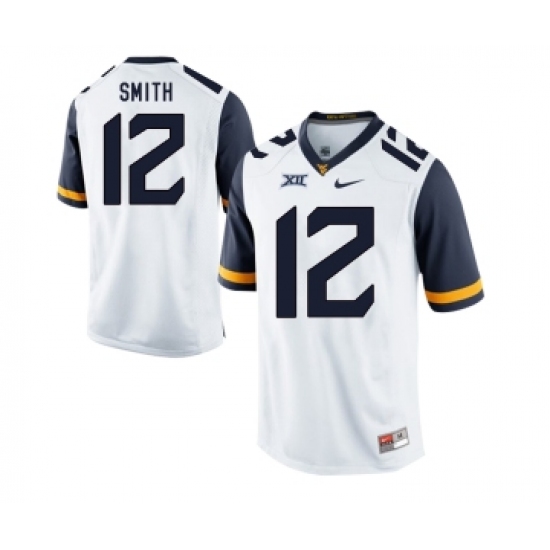 West Virginia Mountaineers 12 Geno Smith White College Football Jersey