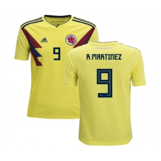 Colombia 9 R.Martinez Home Kid Soccer Country Jersey