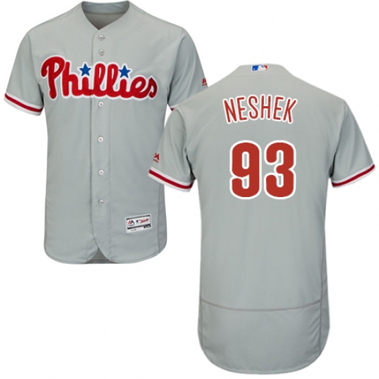 Men's Majestic Philadelphia Phillies 93 Pat Neshek Grey Road Flex Base Authentic Collection MLB Jersey