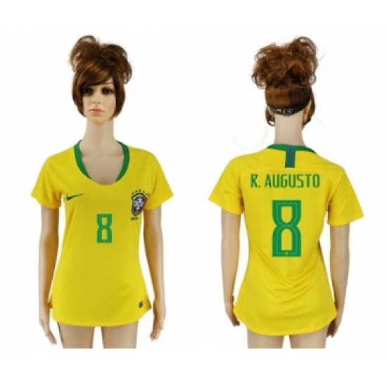 Women's Brazil 8 R.Augusto Home Soccer Country Jersey