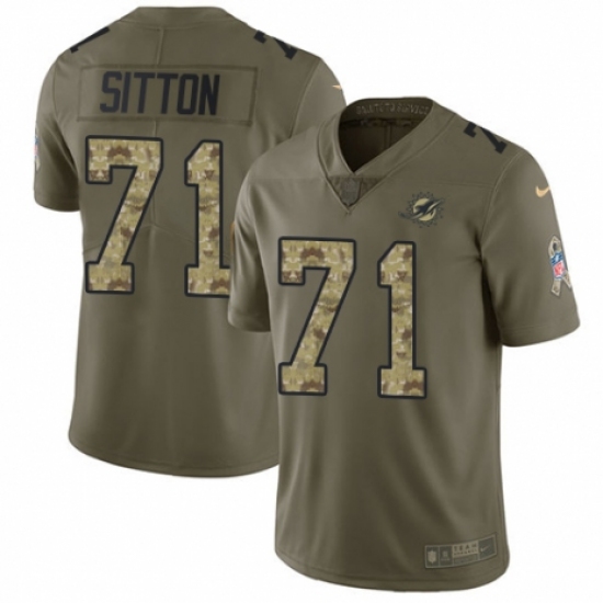 Youth Nike Miami Dolphins 71 Josh Sitton Limited Olive/Camo 2017 Salute to Service NFL Jersey